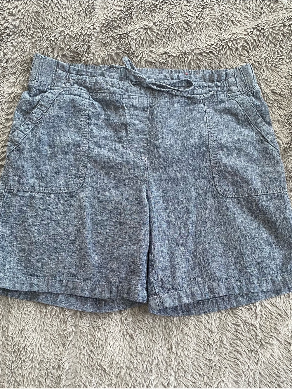 Talbots Light Blue Drawstring Linen-Blend Bermuda Shorts
